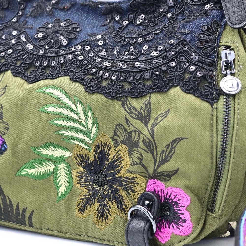 Desigual Large Patchwork Bag Embroidered Textured… - image 7